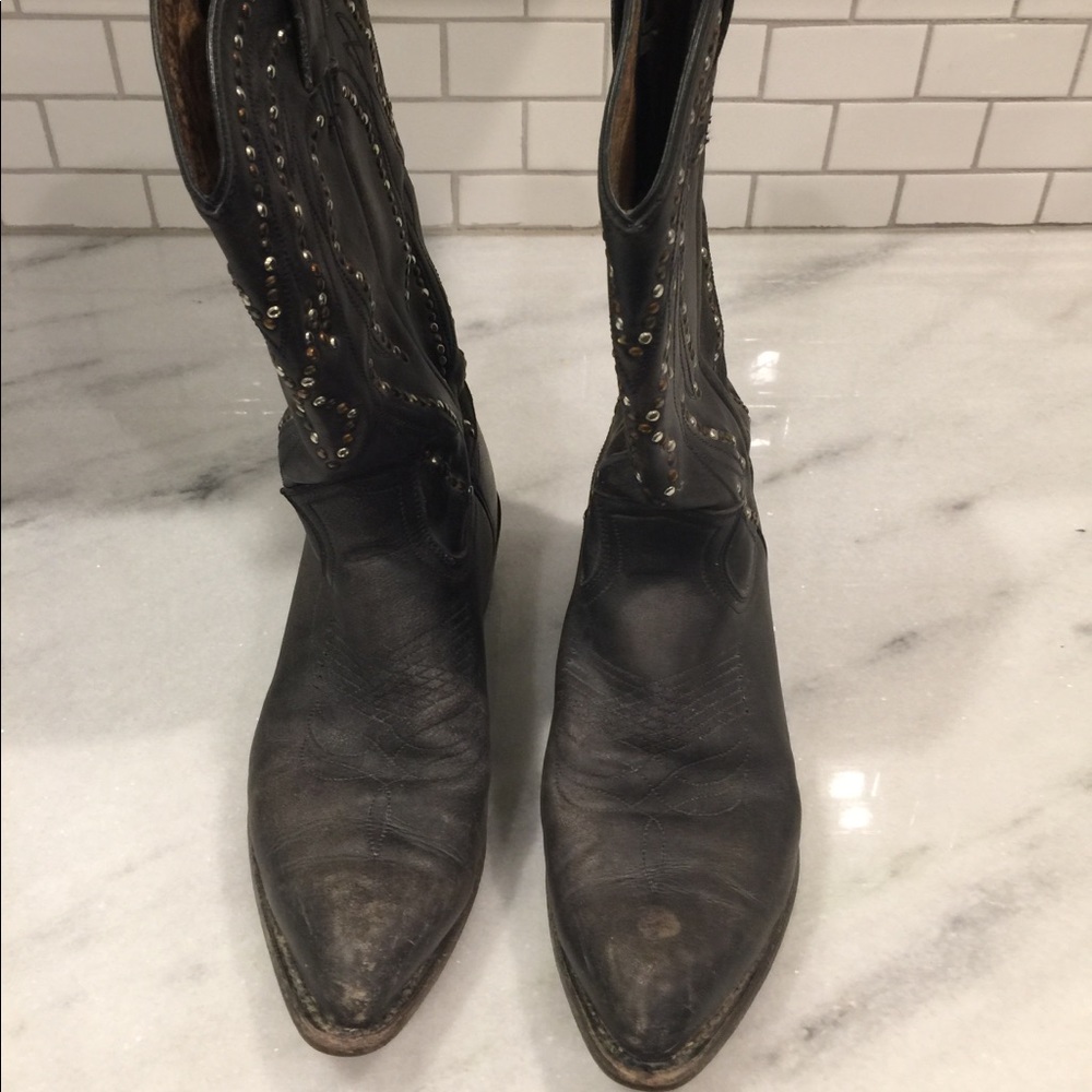 Frye Billy Stud Cowboy Boots Black